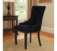 Orsina Black Linen Dining Chair, Comfortable High Back Office Chair, Aesthetic Linen Chair For Living Room