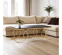 Orsina Black Marble Coffee Table, Gold Finish Stainless Steel Frame, Minimalist Rectangular Coffee Table Orsina Black