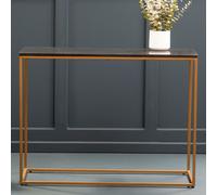 Orsina Black Marble Console Table, Rectangular Black Marble Top on Matte Gold Iron Frame, Geometric Modern Console Orsina Gold