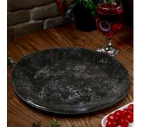 Premier Housewares Pizza Plate - Black Faux Marble