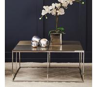 Orsina Black Marble-Effect Round Coffee Table With Gold Base, Luxe Marbled Glass Top In Gold Pedestal Design in Silver Orsina Silver