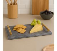 Orsina Black Marble Serving Board With Gold Handles, Durable Natural Stone Tray For Kitchen Use Orsina Black