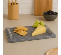 Premier Housewares Black Marble Tray with Silver Handles