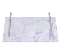 Orsina Black Marble Serving Board With Silver Handles, Durable Natural Stone Tray For Kitchen Use in Grey Orsina Grey