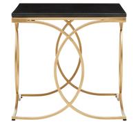 Orsina Black Marble Side Table, Rectangular Marble Top With Gold Finish Stainless Steel Frame, Modern Side Table Orsina Black