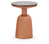 Orsina Black Marble Top Copper Base Side Table, Contemporary End Table In Bottleneck Design, Sturdy Iron Base