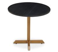 Orsina Black Marble Top Round Table, Round Minimalist Side Table With Gold Finish Cross Base, Accent Table Orsina Gold