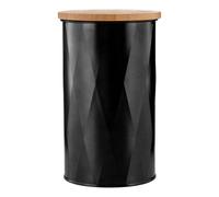 Orsina Black Medium Storage Canister, Stylish Textured Metal Jar With Lid For Tea, Coffee Or Sugar, Compact And
