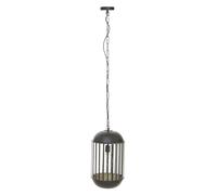 Orsina Black Metal Pendant Light, Capsule Cage Frame with Clear Glass Panels, Handcrafted Hanging Light Fixture Orsina Black