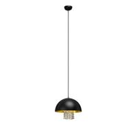 Orsina Black Metal Pendant Light With Crystal Trim, Sleek Ceiling Lighting, Hanging Lamp With Open Base For Dining