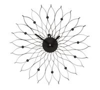 Orsina Black Metal Wall Clock, Floral Design Clock With Hour Discs, Petal-Inspired Clock With Contrasting Hands Orsina Black