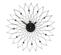 Orsina Black Metal Wall Clock, Floral Design Clock With Hour Discs, Petal-Inspired Clock With Contrasting Hands