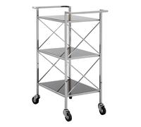 Orsina Black Mirrored Glass 3 Tier Trolley, Movable Drinks Trolley, Dining Cart With Wheels, Kitchen Storage Trolley in Silver Orsina Silver