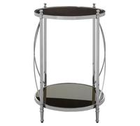 Orsina Black Mirrored Side Table By Couch, Geometric Round Table, Spacious Bedside Table, Silver Decorative Table Orsina Silver