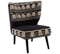Orsina Black Moroccan Chair, Contemporary Mango Wood Frame Accent Chair, Black & White Patterned Fabric Seating Orsina Black