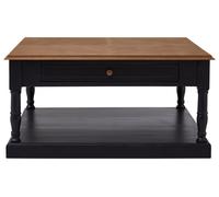 Orsina Black & Natural Wood Coffee Table, 1 Drawer Square Coffee Table For Living Room, Wooden Accent Table Orsina Black