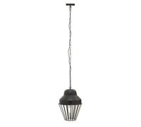 Orsina Black One Bulb Pendant Light, Industrial Cage Design With Glass Panels, Tapered Black Frame Ceiling Fixture Orsina Black