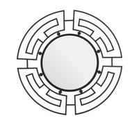 Orsina Black Round Wall Mirror, Geometric Metal Frame With Inky Black Finish, Traveller Fusion Statement Wall Décor