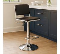 Premier Housewares Stockholm Black Seat / Chrome Base Bar Stool
