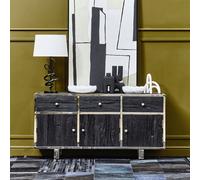 Orsina Black Sideboard, Matte Black 3-Door Buffet Storage Unit, Contemporary Wooden Sideboard for Dining Room Orsina Black