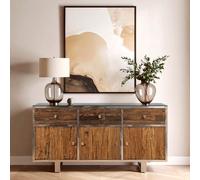 Orsina Black Sideboard, Matte Black 3-Door Buffet Storage Unit, Contemporary Wooden Sideboard for Dining Room in Natural Orsina Natural