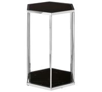 Orsina Black & Silver End Table, Small Side Table By Couch, Settee Side Table, Black Marble Top Sofa Side Table Orsina Silver