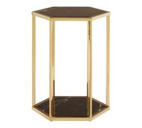 Orsina Black & Silver End Table, Small Side Table By Couch, Settee Side Table, Black Marble Top Sofa Side Table in Gold Orsina Gold