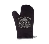 Orsina Black Single Oven Glove, Quilted Heat-Resistant Design With Retro Typography Print, Provides Safe Grip Orsina Black