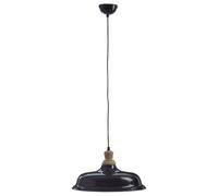 Orsina Black Small Pendant Light, Scandi Style Hanging Ceiling Light With Wood Accent, Cord Light Fixture
