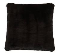 Orsina Black Square Faux Fur Cushion, Luxe Feather-Filled Throw Pillow With Faux-Suede Reverse, Accent Cushion