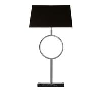 Orsina Black Stone Base Table Lamp, Luxe Nickel Stand With Fabric Shade, Contemporary Accent Lighting in Silver Orsina Silver