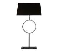 Orsina Black Stone Base Table Lamp, Luxe Nickel Stand With Fabric Shade, Contemporary Accent Lighting