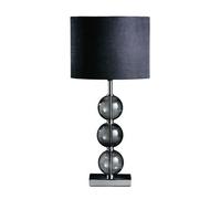 Orsina Black Suede Effect Shade Table Lamp, Chrome Base With Glass Orb Detail, 40W E14 Bulb Compatible, Ideal For