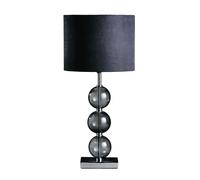 Orsina Black Suede Effect Shade Table Lamp, Chrome Base with Glass Orb Detail, 40W E14 Bulb Compatible, Ideal for Orsina Black