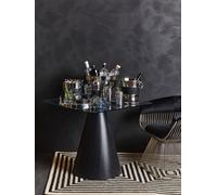 Orsina Black Velvet And Silver Frame Chair, Plush Curved Black Velvet Seat, Sleek Stainless Steel Silver-Leg