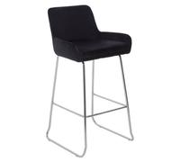 Orsina Black Velvet Bar Chair With Low Arms, Bar Stool With Chrome Sled Base & Footrest, Velvet Upholstered