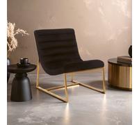 Orsina Black Velvet Cocktail Chair, Modern Art-Deco Black Velvet Accent Chair, Matte Gold Stainless Steel Frame Orsina Black