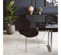 Orsina Black Velvet Dining Chair, Velvet Upholstered Accent Dining Table Chair, Sleek Silver Finish Legs Chair