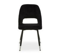 Orsina Black Velvet Dining Chair, Velvet Upholstery Accent Dining Table Chair, Tapered Back Living Room Chair