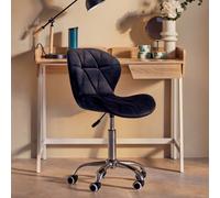 Premier Housewares Black Velvet Quilted Home Office Chair