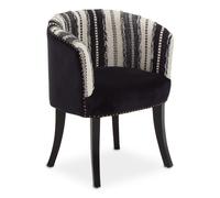 Orsina Black & White Chair, Stud Detail Boho Accent Chair with Mango Wood Legs, Monochrome Upholstered Chair Orsina Black