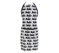 Orsina Black & White Kitchen Apron with White Neck, Cooking Apron for Men. Women, Apron with Stripe Pattern Design Orsina Black