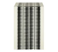 Orsina Black & White Stool, Enamel Coated Kitchen Stool, Monochromatic Tribal Patterned Bar Seat, Antique Accent Piece Orsina Black