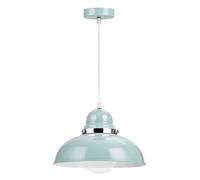 Orsina Blue Bowl Shaped Pendant Light, Nordic Style Ceiling Light with Chrome Detail, Smooth Metal Shade Orsina Blue
