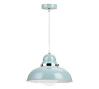 Orsina Blue Bowl Shaped Pendant Light, Nordic Style Ceiling Light With Chrome Detail, Smooth Metal Shade