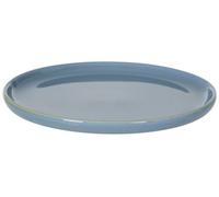 Blue Dessert Plate With Glazed Porcelain Finish,Stylish Flat-Base Plate For Dessert,Plate With Raised Edges