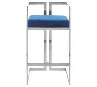 Orsina Blue Velvet Bar Stool With Silver Frame