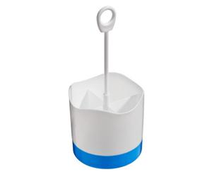 Orsina Blue & White Plastic Cutlery Caddy, White Cutlery Caddy With 4 Compartment, Cutlery Drainer With Hanging Loop