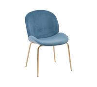 Orsina Blue Winged Gold Finish Dining Chair With Splayed Legs,curved Backrest Lounge Chair,kitchen Chair,luxe Chair