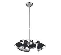 Orsina Bold Orange Multi-Pendant Ceiling Light, Chrome Stem With 4 Adjustable Shades, Glossy Hanging Fixture in Black Orsina Black